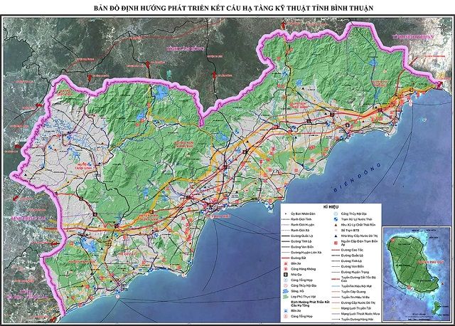 Bản đồ định hướng phát triển về kết cấu hạ tầng tỉnh Bình Thuận