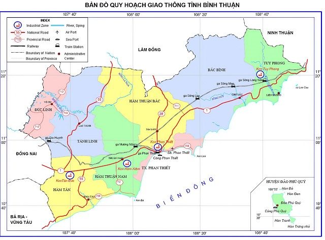 Bản đồ quy hoạch tỉnh Bình Thuận về giao thông